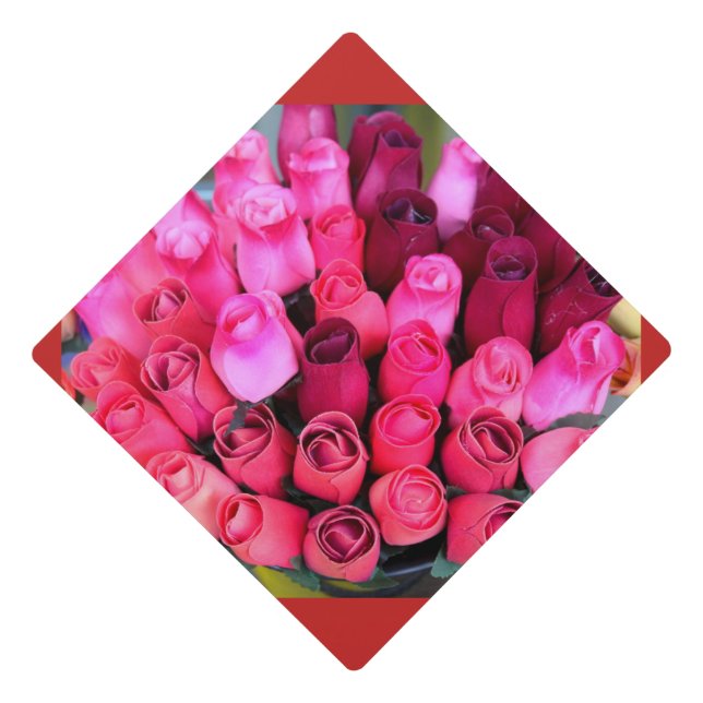 Red Rose Bouquet Thunder_Cove Graduation Cap Topper (Front)