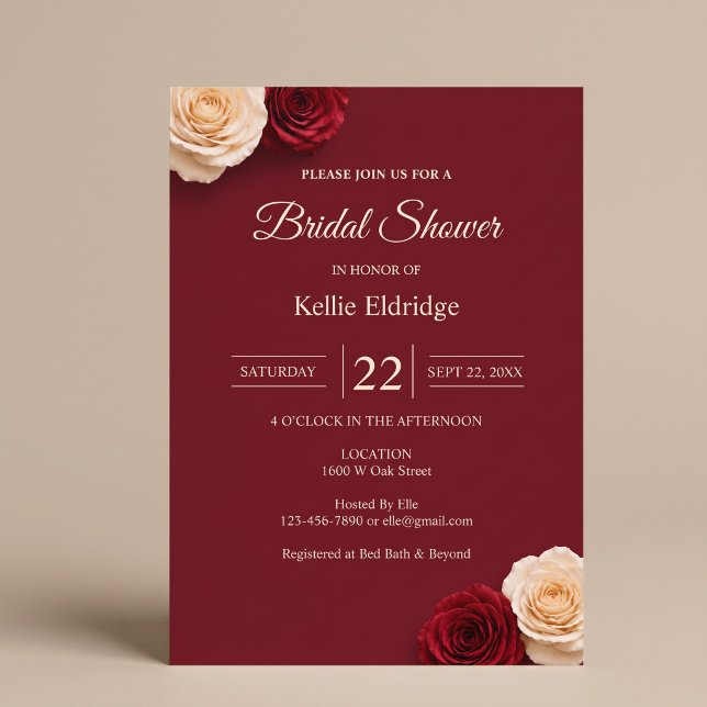 Red Rose Bridal Shower Invitation (Creator Uploaded)