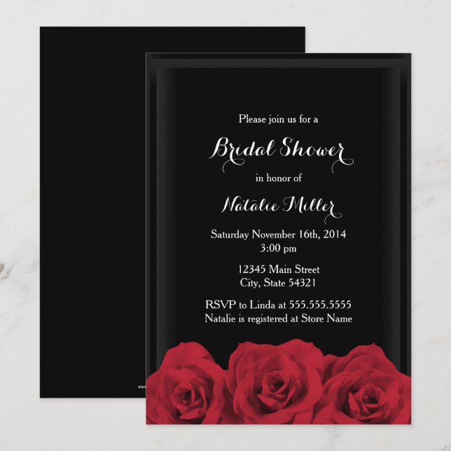 Red Rose Bridal Shower Invite (Front/Back)
