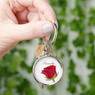 Red rose Bridesmaid Name Keychain