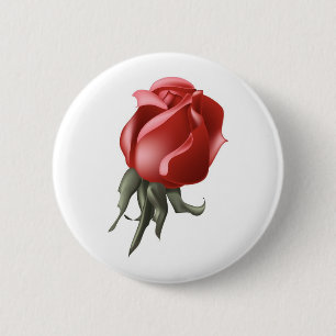 Red Rose Bud 2 Inch Round Button