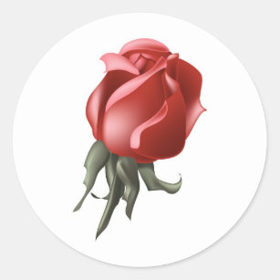 Red Rose Bud Classic Round Sticker