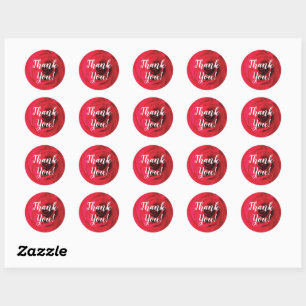 Red rose bud thank you calligraphy text classic round sticker