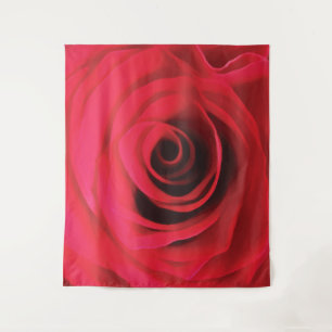 Red rose bud watercolor flower detail tapestry