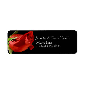 Red Rose Bud Wedding Invitation Return Address