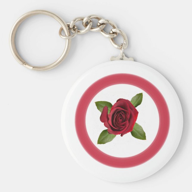 Red Rose Button Keychain (Front)