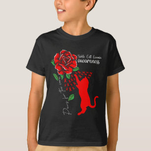 Red Rose Cat Paws For The Cure Sickle Cell Anemia T-Shirt