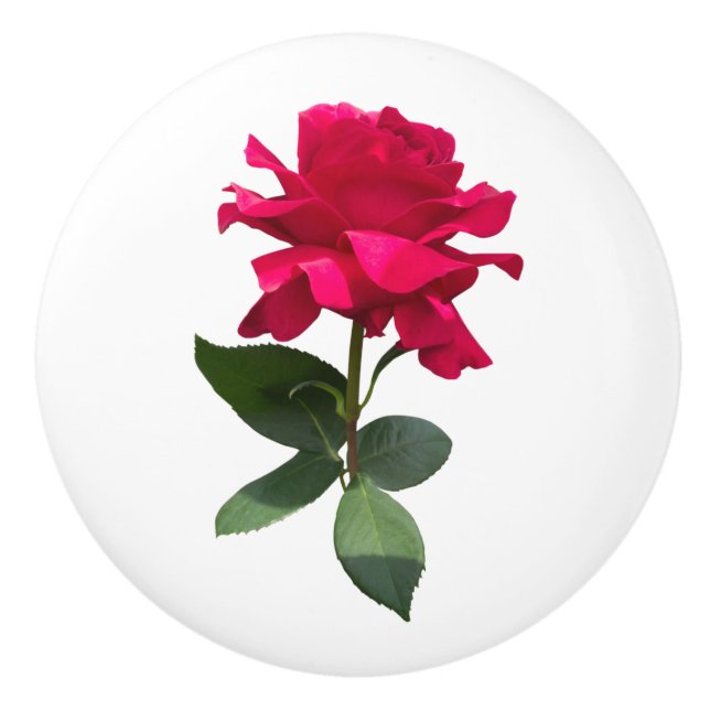 Red rose ceramic knob (Front)