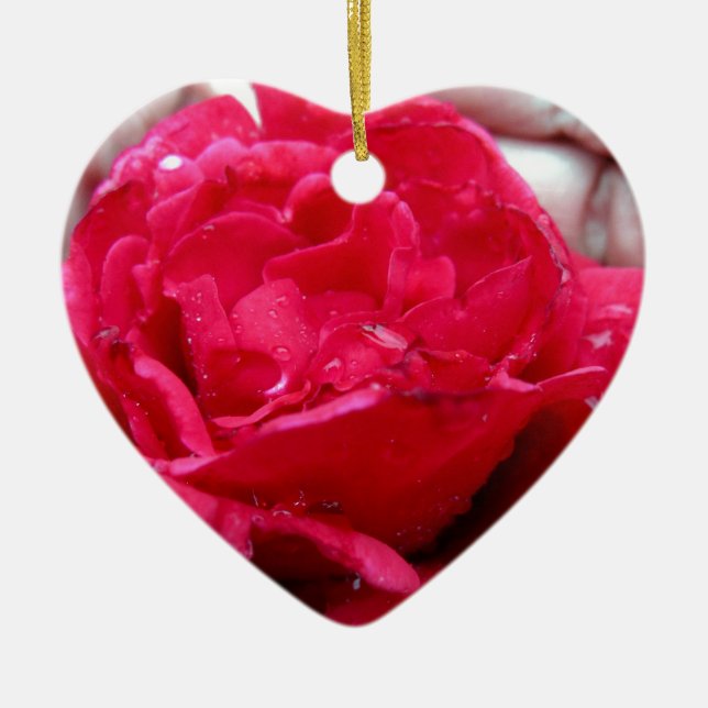 Red Rose Ceramic Ornament (Front)