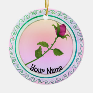 Red Rose Ceramic Ornament