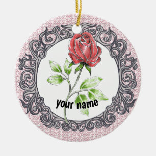 Red rose  ceramic ornament