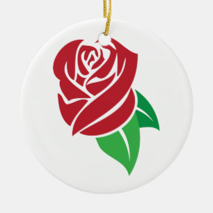 Red Rose Ceramic Ornament
