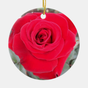 Red Rose Ceramic Ornament
