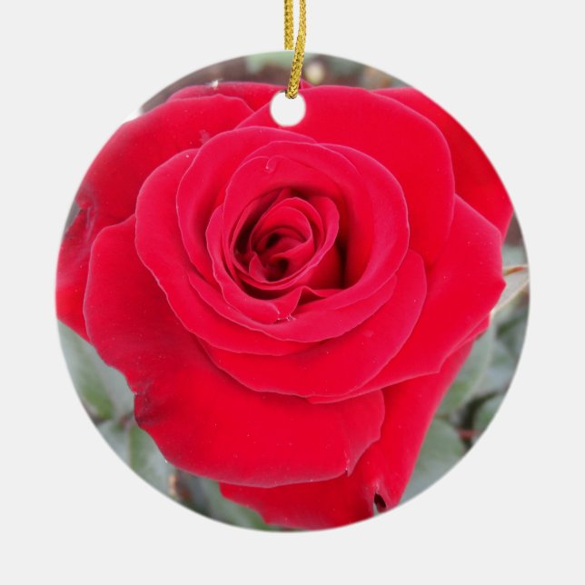 Red Rose Ceramic Ornament (Front)