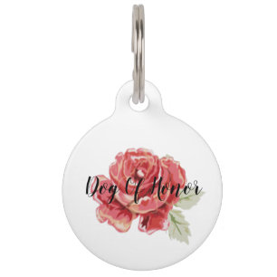 Red rose classic print pet tag