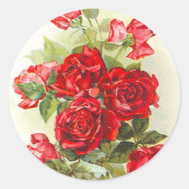 red rose classic round sticker (Front)