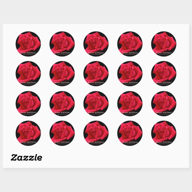 Red Rose Classic Round Sticker (Sheet)