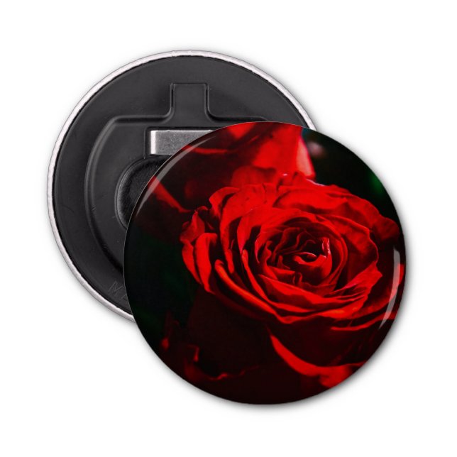 Red Rose Close Up Photo Bottle Opener (Front)