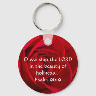 Red Rose Closeup Keychain