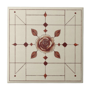 Red Rose Craftsman Style Tile