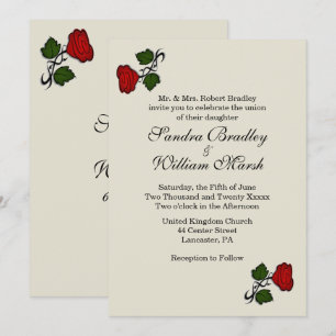 Red Rose Cream Classic Wedding Invitation