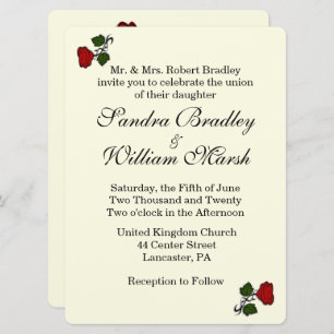 Red Rose Cream Wedding Invitation