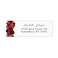 Red Rose & Crystal Floral Return Address Label