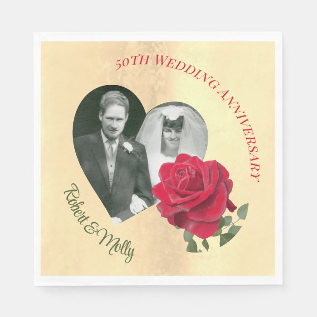 Red Rose custom Anniversary  Napkin (Front)