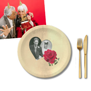 Red Rose custom Anniversary  Paper Plate