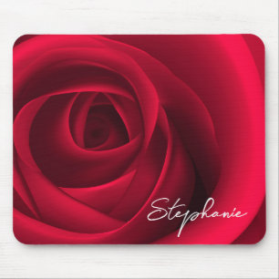 Red Rose   Custom Name Gift Mouse Pad