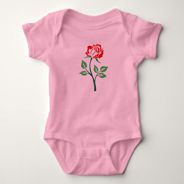 Red Rose Customizable Baby Bodysuit (Front)