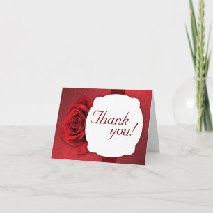 Red Rose Damask Custom Thank You Cards