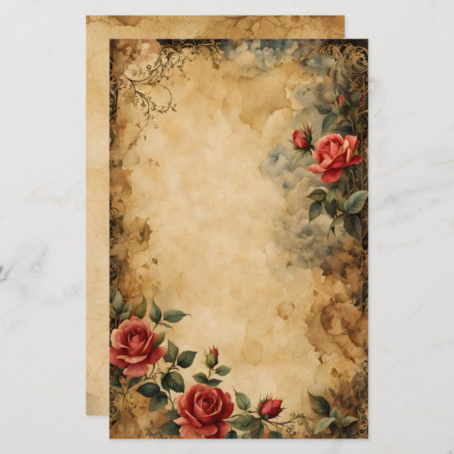 Red Rose Dark Fantasy Stationery (Front/Back)