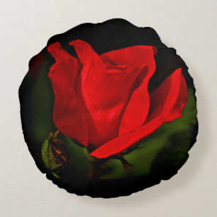 Red Rose - Dark Passion Round Pillow