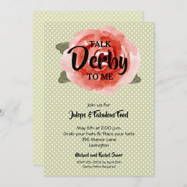 Red Rose Derby Party Invitations (Front/Back)