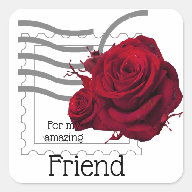 Red Rose design Square Sticker (Front)