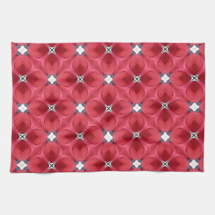 Red Rose Diamond Geometric Pattern Kitchen Towel