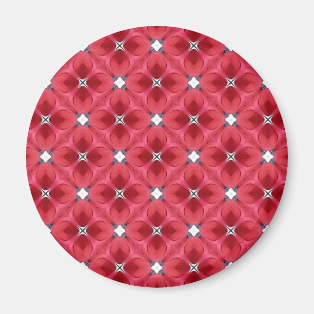 Red Rose Diamond Geometric Pattern Magnet (Front)