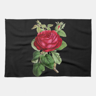 Red rose draw kitchen towel