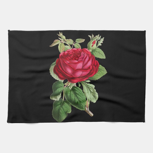 Red rose draw kitchen towel (Horizontal)