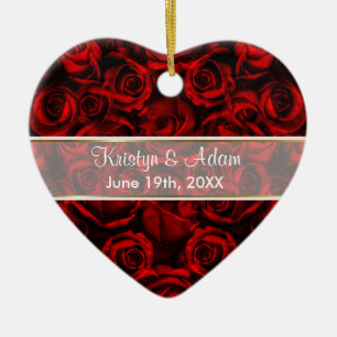 Red Rose Elegance - Customize Ceramic Ornament