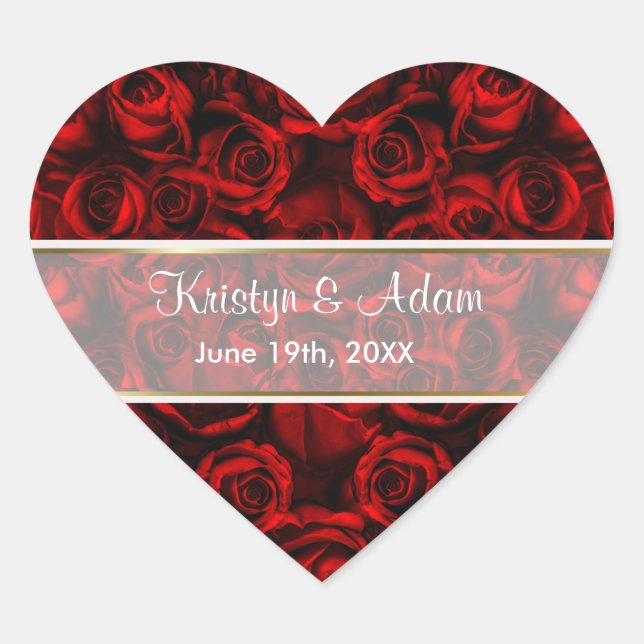 Red Rose Elegance - Customize Heart Sticker (Front)