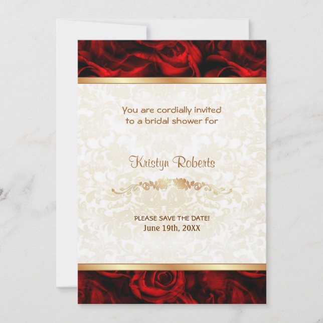 Red Rose Elegance - Shower Save The Date (Front)