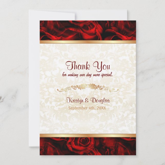 Red Rose Elegance - Thank you Card (Front)