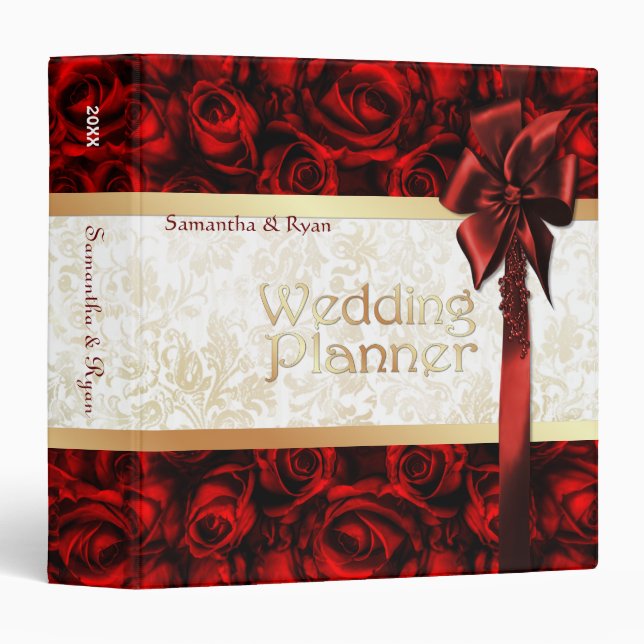 Red Rose Elegance - Wedding Planner Binder (Front/Spine)