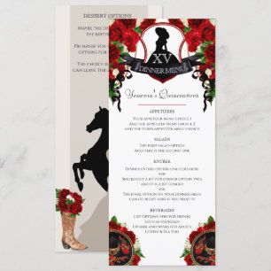 Red Rose Elegant Mariachi Charro Quinceanera  Menu