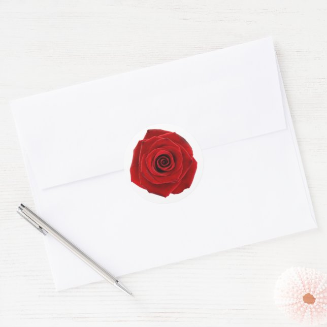 Red Rose Elegant Valentine Love Equestrian Classic Round Sticker (Envelope)