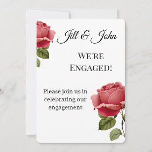 Red Rose Engagement Romantic Wedding Invitation