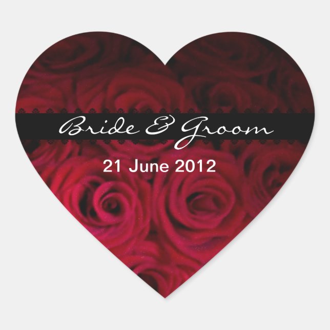 Red rose Envelope and favour Stickers (Front)