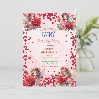 Red Rose Fairy: Enchanted Birthday Invitation